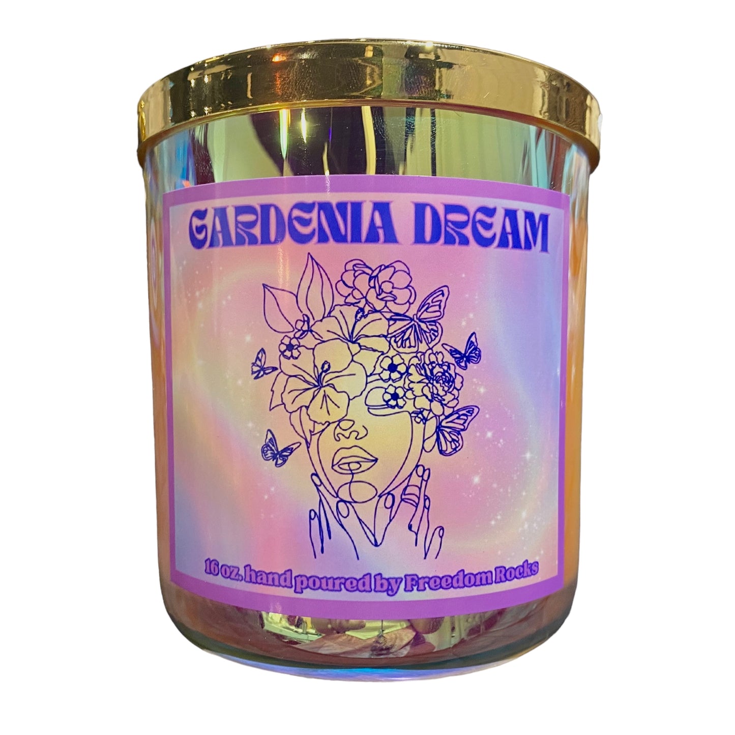 16 Oz Gardenia Dream Soy Candle in a Aura Glass Jar