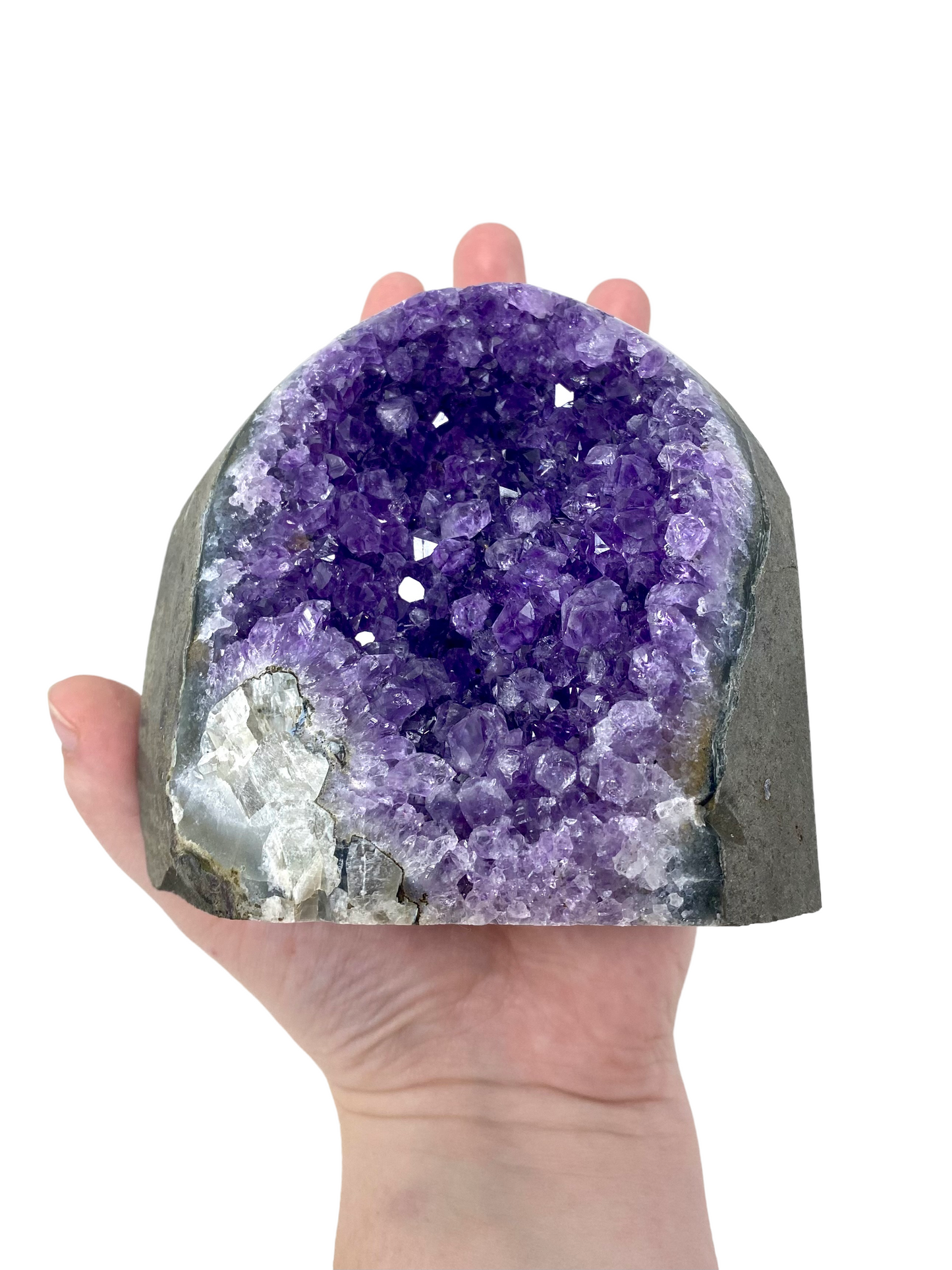 Amethyst Flat Bottom Free Standing Crystal With Polished Edges