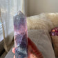 High Quality Rainbow Flourite Point 6 Faceted Reiki Healing Crystal All Natural Stone