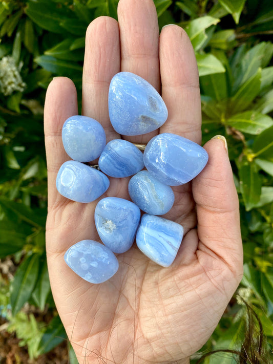 Natural Blue Lace Agate Tumbled Stone