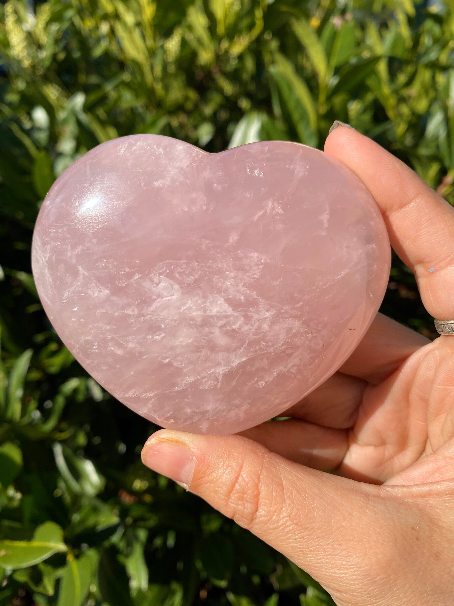 Large Pink Rose Quartz Polished Heart Shaped Natural Stone - unconditional love, compassion empathy and self love