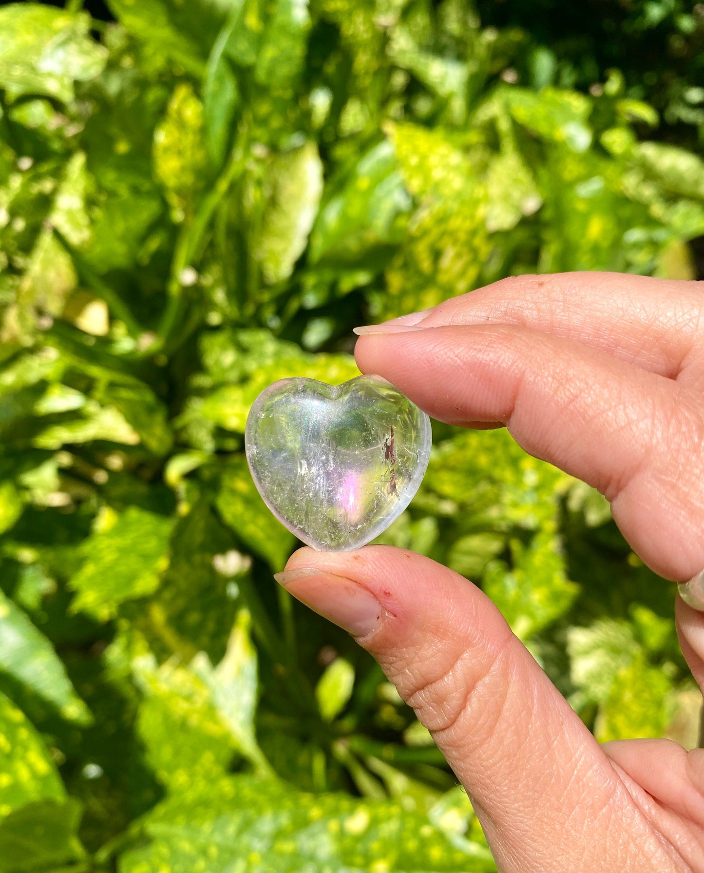 Rainbow Aura Quartz Crystal Heart Stone/ Small Polished Aura Quartz Stone / Angel Aura Quartz / Aura Quartz Crystal / Heart Chakra