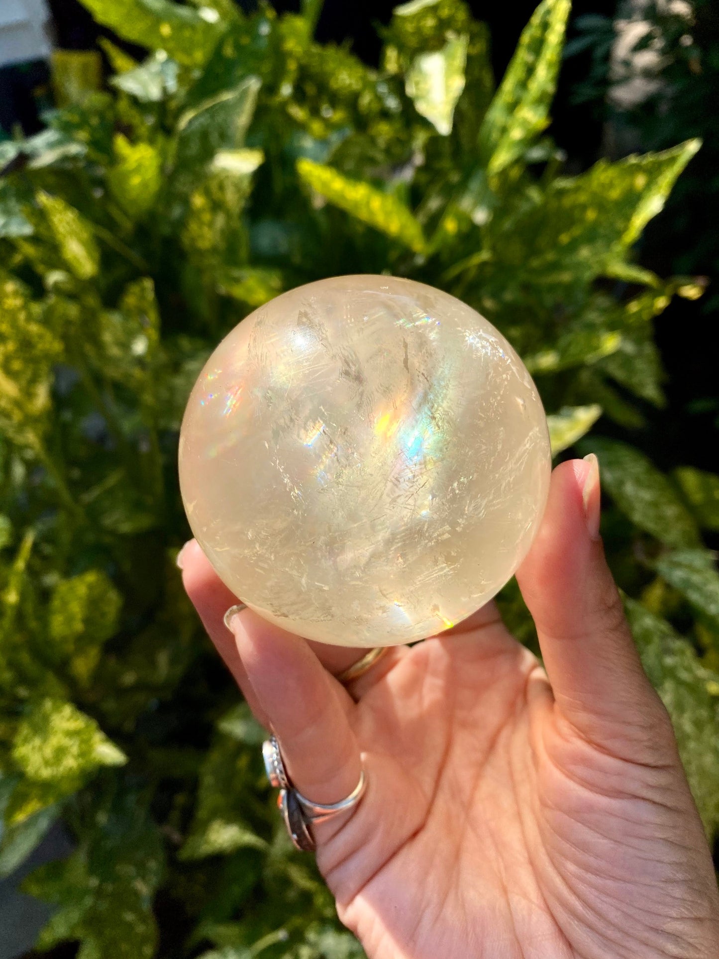 Optic Calcite Sphere with Rainbows Available in Multiple Sizes