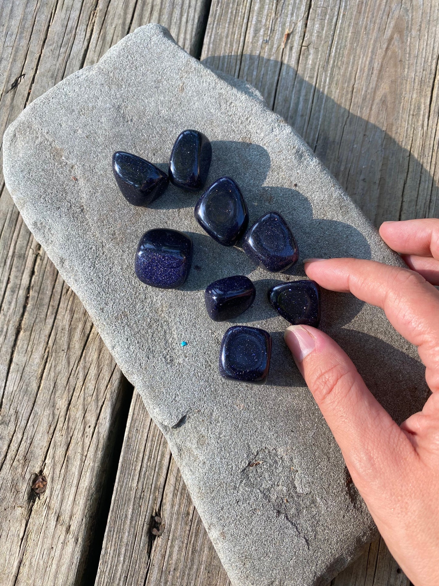 Blue Goldstone Tumbled Stone / polished stone / Sparkling Stone / Crystal for Abundance and Prosperity