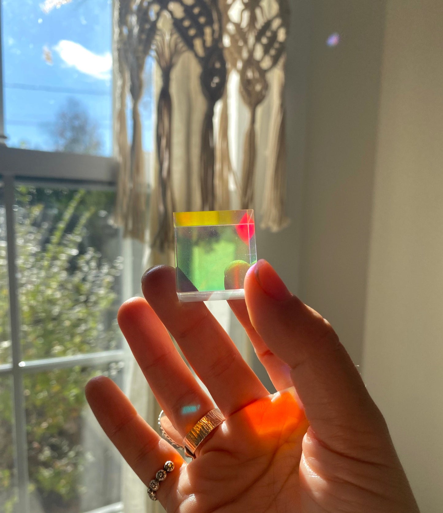 Rainbow Glass Cube 1 Suncatcher / Dichroic Glass