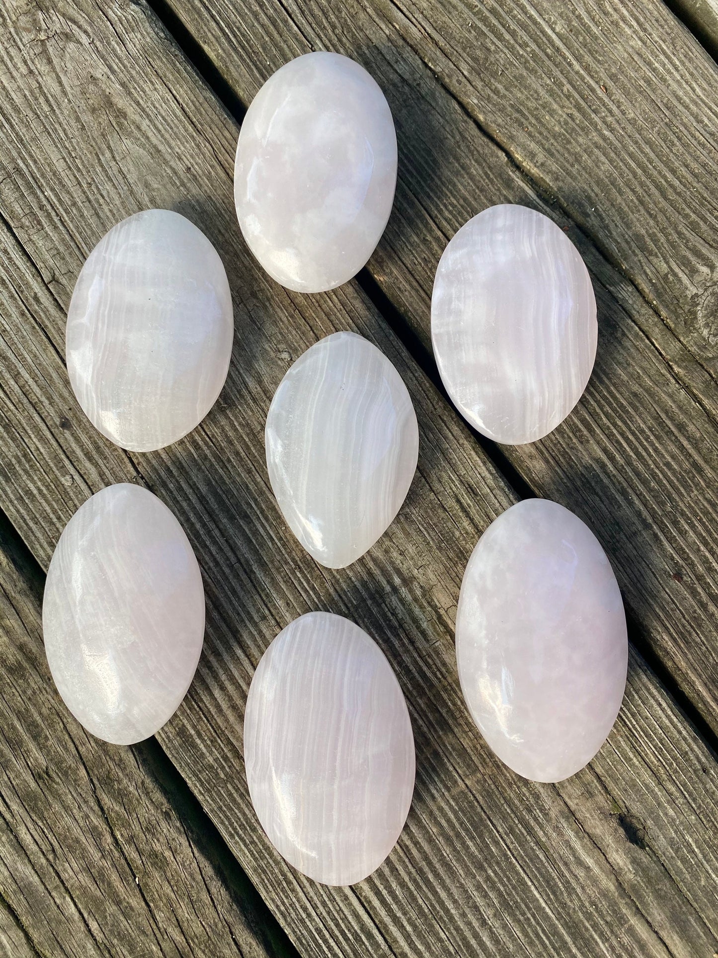 Banded Pink Calcite Palm Stone