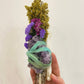 Wildflower Sage Bundles with crystals bound by dyed cloth