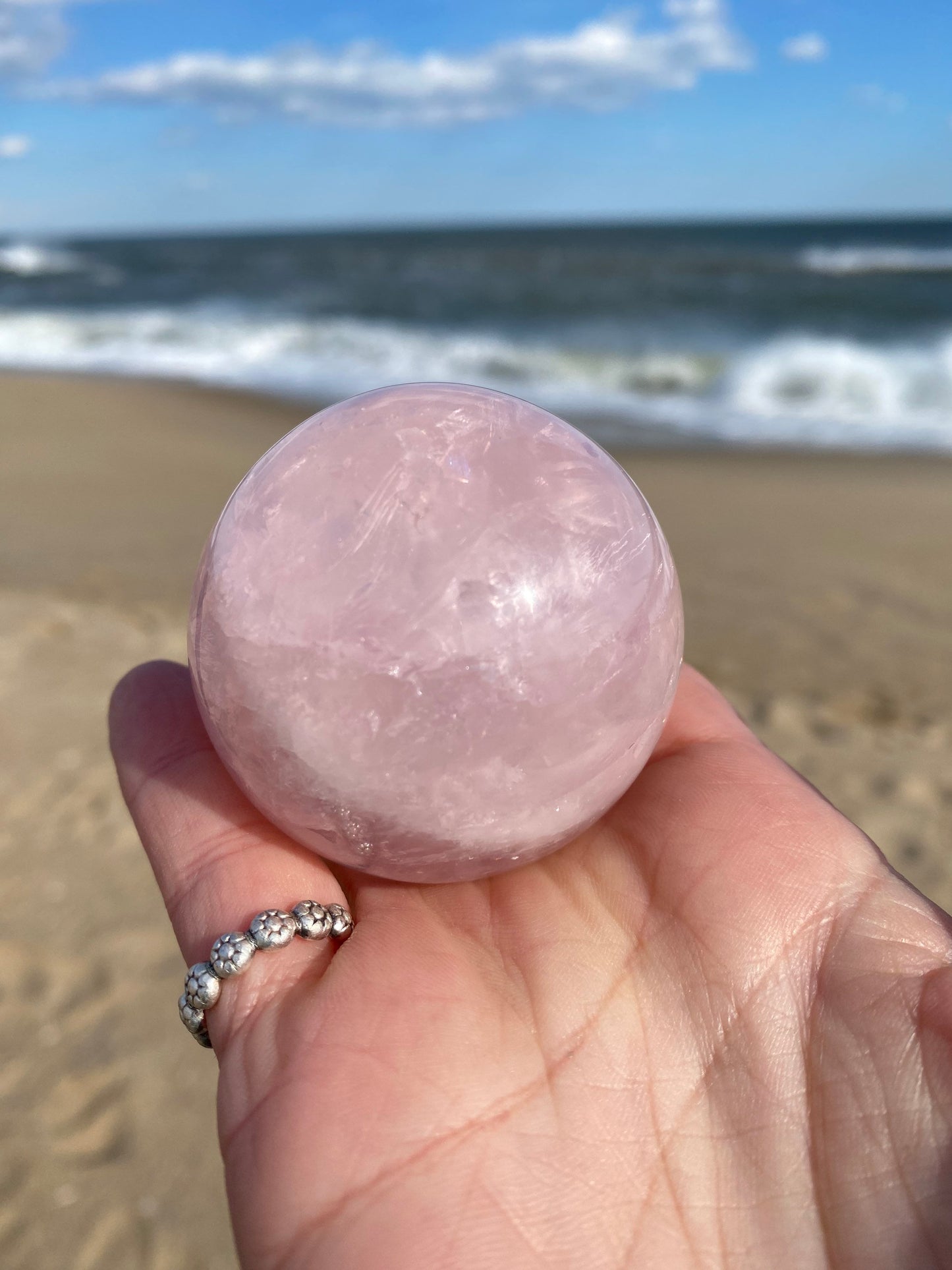 Polished Rose Quartz Sphere  Crystal Ball - unconditional love, compassion empathy and self love
