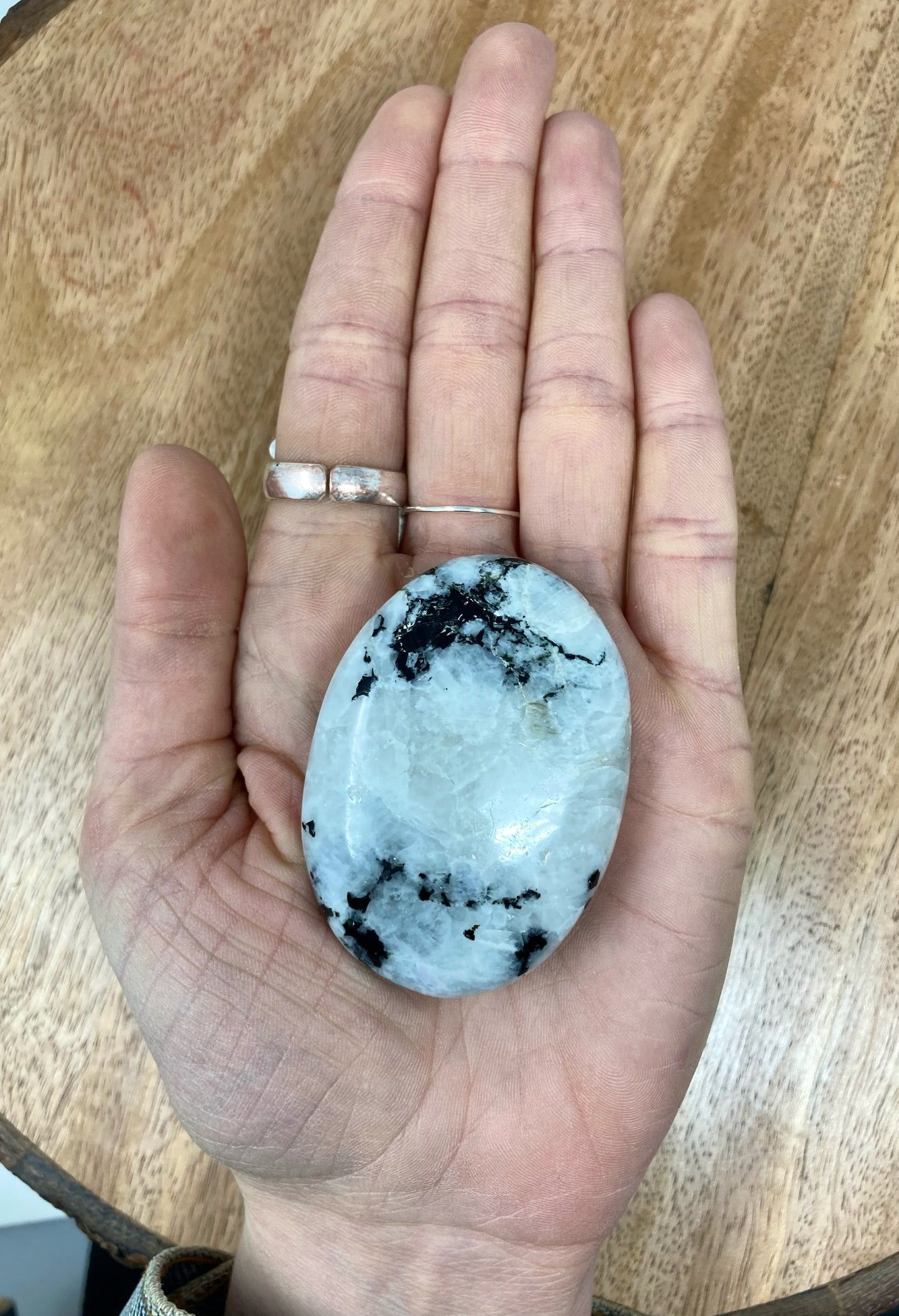 Moonstone Polished Palm Stone / Emotional Balance Hormonal Balance sacral chakra Goddess Energy Intuition