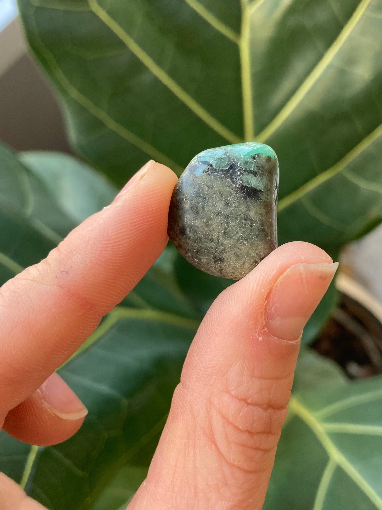 Emerald Polished Tumble Stone / Luck / Health / Abundance