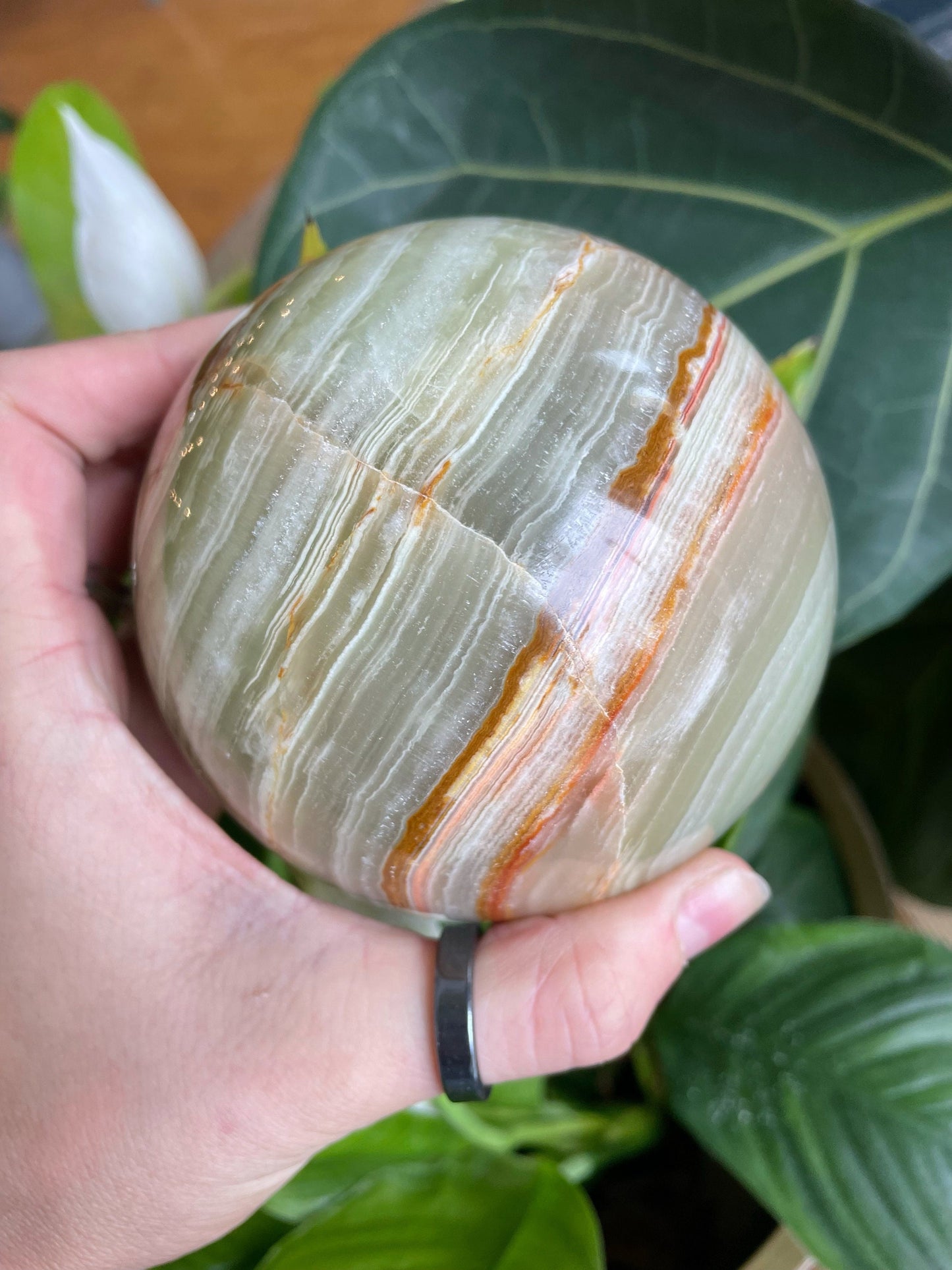 Green Banded Onyx Sphere
