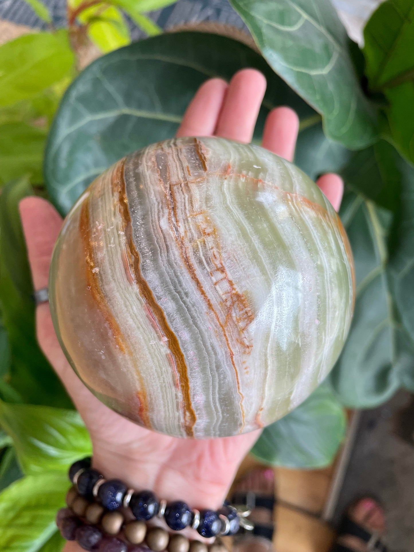 Green Banded Onyx Sphere