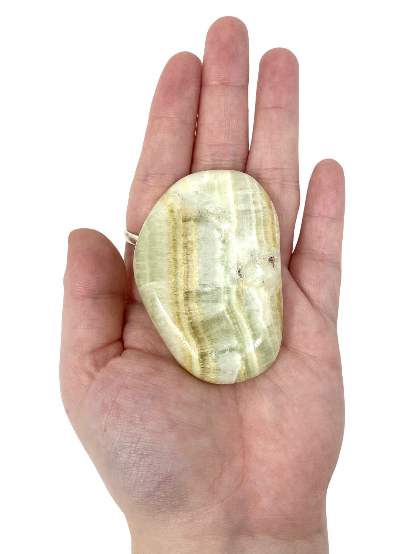 Pistachio Calcite Palm Stone