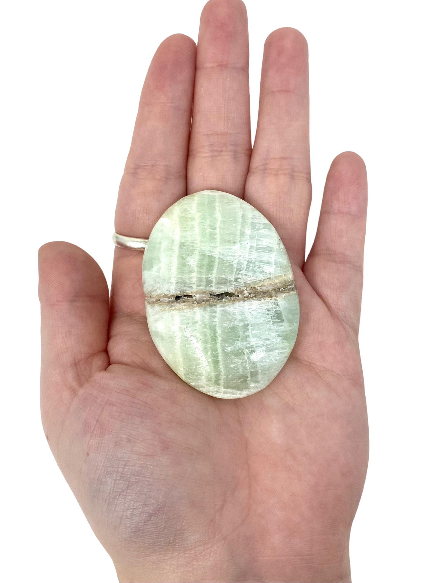 Pistachio Calcite Palm Stone