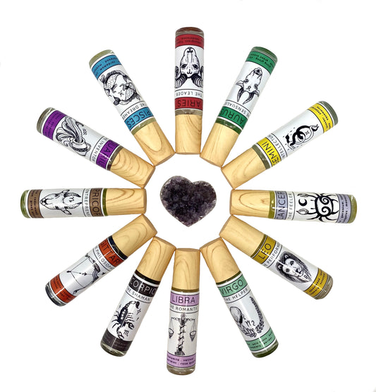 Zodiac Aromatherapy Essential Oil Rollers - Crystal Infused